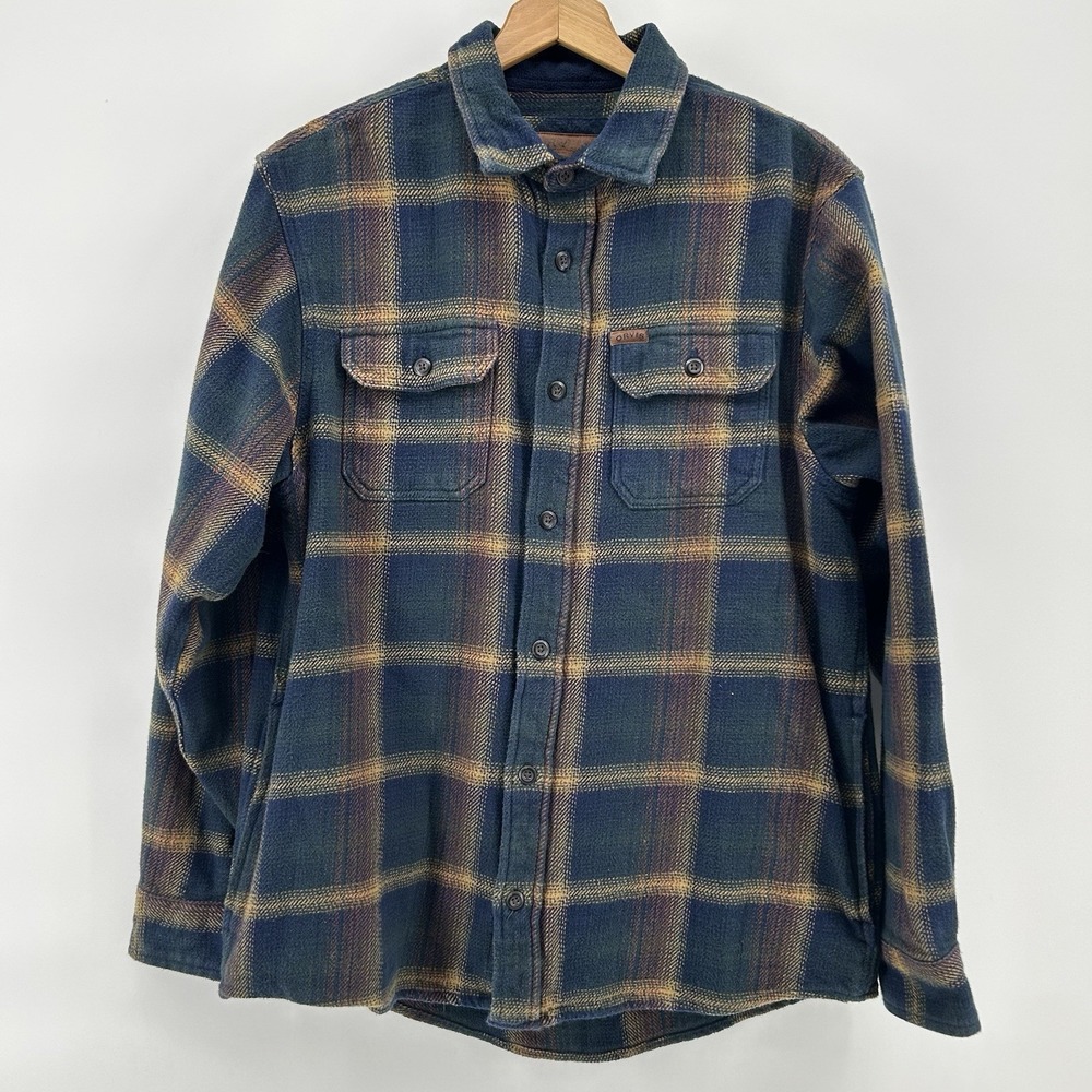 Orvis Classic Flannel Shacket Mens L Blue‎ Plaid Heavyweight Gorpcore Heritage